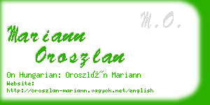 mariann oroszlan business card